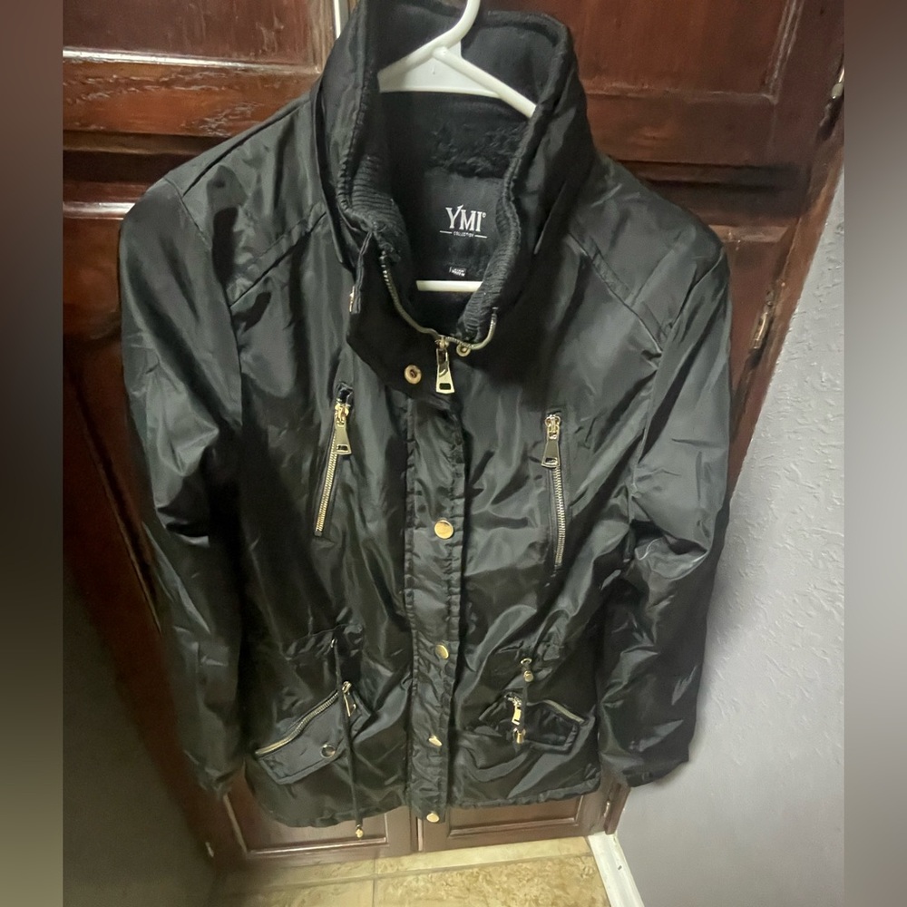 YMI Women's Black Utility Jacket with Gold Accents